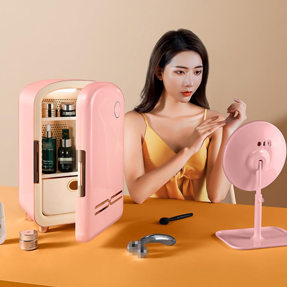 Mini Frigorifero Portatile per Cosmetici, Frigorifero per Cosmetici Domestici da 12 Litri, Temperatura Costante 8-18°C (46,4-64,4°F), Contenitore Caldo E Freddo da Tavolo,E