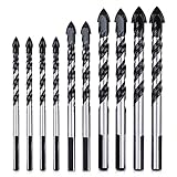 HQMaster Masonry Glass Tile Drill Bit Multi Drill Bit Set Tool for Ceramic Brick Concrete Wall Wood Plastic Cement Marble Mirror Block Stone Tungsten Carbide Tip Triangle Shank (10Pcs (6/8/10/12mm))