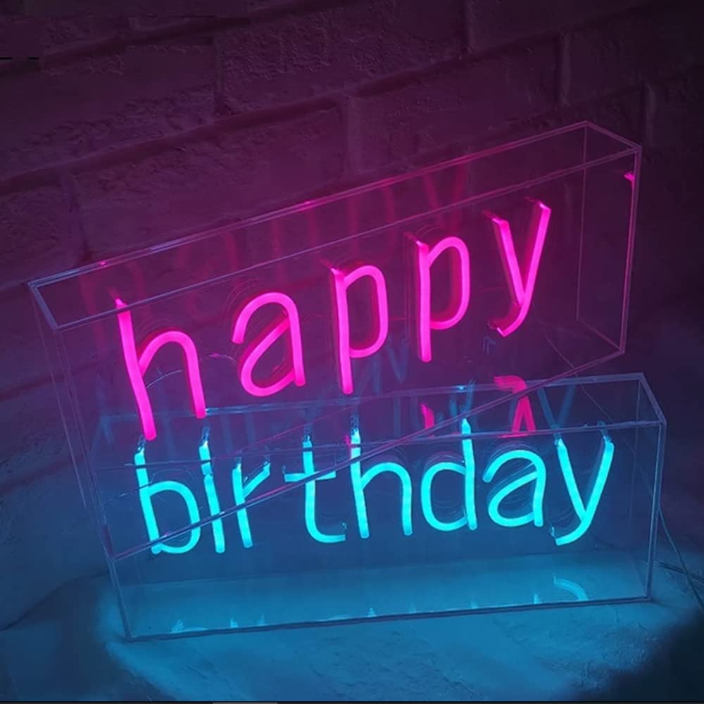 Ulalaza Neonowy znak LED, lampka nocna, Happy Birthday, do domu, sypialni, salonu, baru, artystyczna dekoracja, impreza, ślub, urodziny, Boże Narodzenie, z USB 5 V
