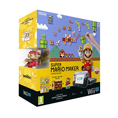 Nintendo Wii U - Consola Premium HW + Mario Maker + Artbook + Figura Amiibo Mario, Colores Clásicos - [Edizione: Spagna]