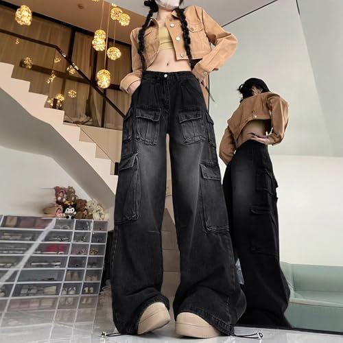 Retro Daily Jeans American high Street y2k Trendy Black Straight Leg Cargo Pants Suitable for Both Men and Women3