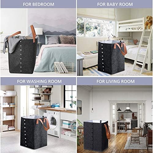 LETEASE Laundry Basket, Large Foldable Laundry Hamper with Handles, Freestanding and Portable Felt Storage Bin for Clothers Toys Sundries