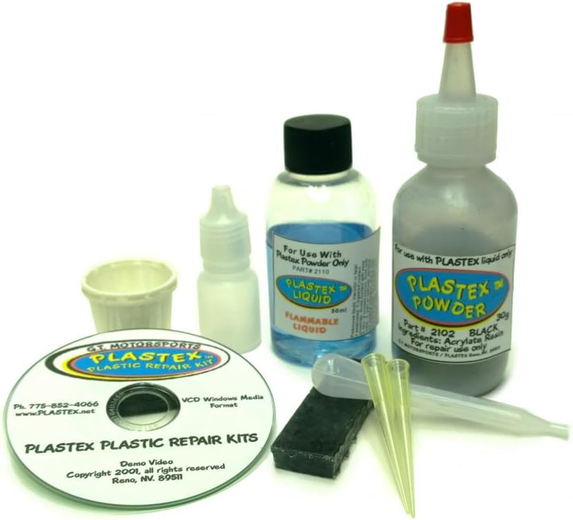 Plastex Plastic Repair Kits - Easily Glue, Repair or Remake Broken Plastic, Fiberglass, Wood & More!. (Standard Black Kit)