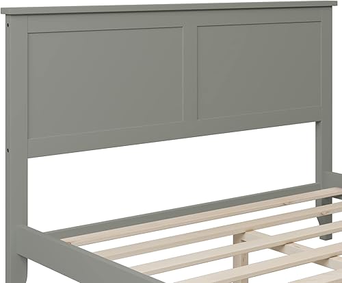 Miniatura 33 de Cama de plataforma de madera con cabecera y estribo, soporte de listones de madera resistente, no requiere somier, montaje simple para niños, niñas,