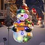 amadecohome Lighted Christmas Garden Flag 22x13, 8 Modes Double Sided Solar Christmas Decorations Outdoor LED Navidad Flag, Yard Decorations for Xmas Patio Lawn Porch (Snowman Multicolor)