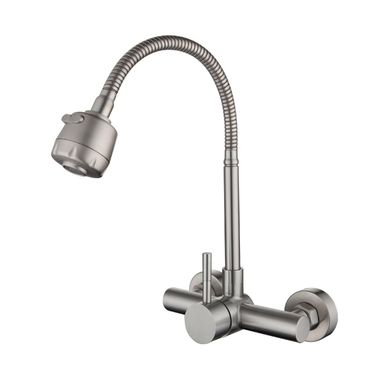 Fanjubei Brushed Wall-Mounted Shower With Water Outlet For Kitchen Hot And Cold Water Faucets,