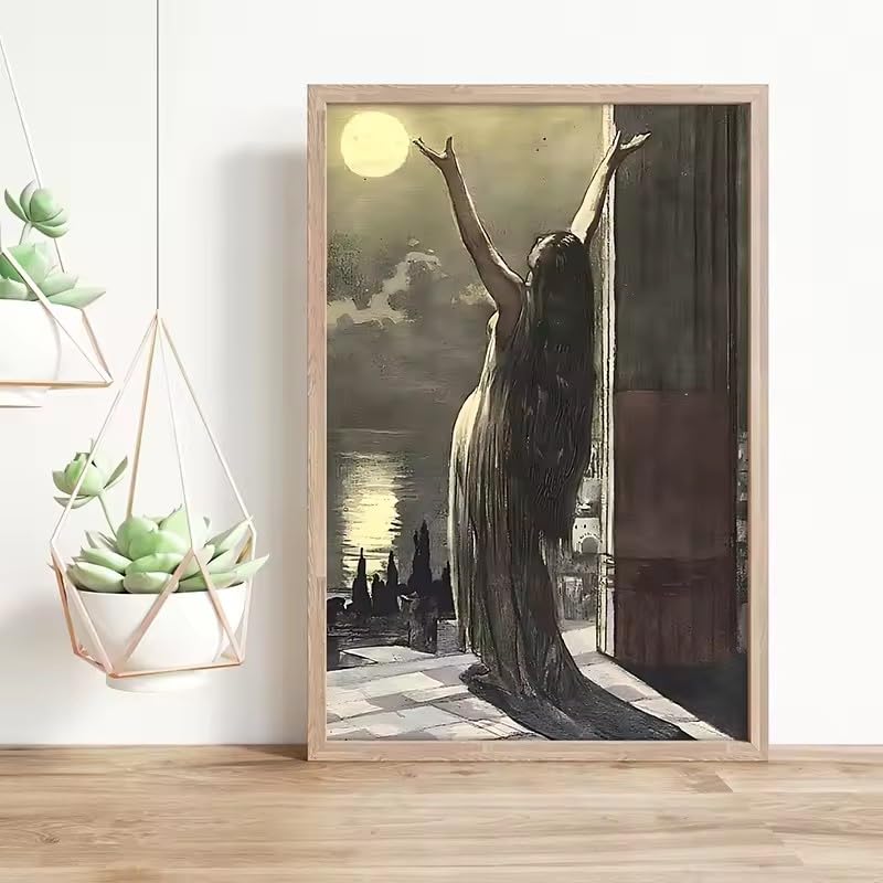 Toile Luna Worship Print art sombre gothique de 40 x 60 cm pour affiche déco vintage