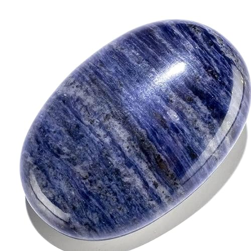 KALIFANO Sodalite Palm Stone - High Energy Iron Sodlita with Healing Properties (Information Card) Reiki Crystal Used for Increased Self Esteem