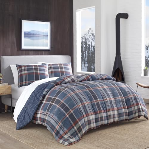 Eddie Bauer - King Comforter Set, Reversible Down Alt Bedding with Matching Shams, Home Decor for Colder Months (Shasta Lake Navy, King) by Eddie Bauer - Used condition - US$69.97