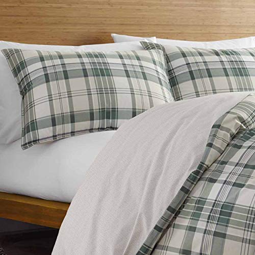 Image of Eddie Bauer - King Comforter Set, Reversible Cotton Bedding with Matching Shams, Plaid Home Decor for All Seasons (Timbers Green, King)
