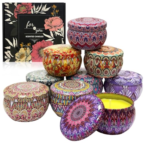 9 Piezas Regalo de Velas Perfumadas,Velas Perfumadas,Aromáticas,Cera de Soja Natural,Regalos Originales para Mujer,para Día de Madre,Cumpleaños,Baño,Yoga,Navidad