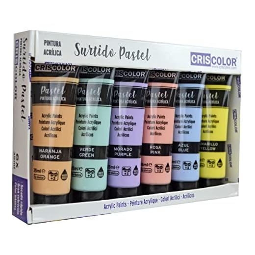 Criscolor - Surtido Pintura Acrílica Pastel - PACK 6x35ml - Para trabajo artístico y manualidades – Para Principiantes, Estudiantes y Artistas profesionales. (Pastel 6x35 ml)