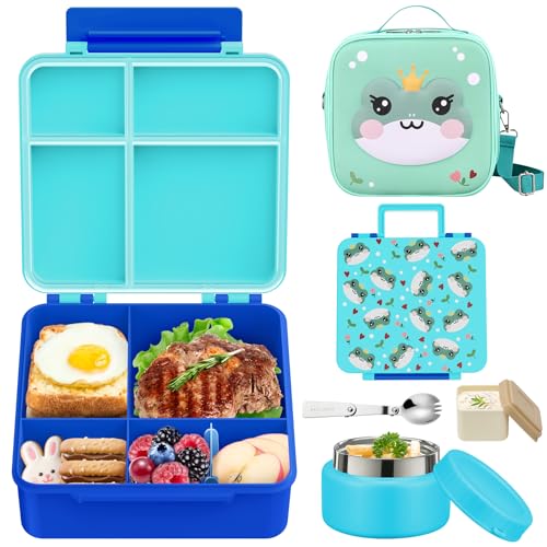 Image of Kids Bento Box - 4 Compartment, Leak-Proof, with Soup Thermo