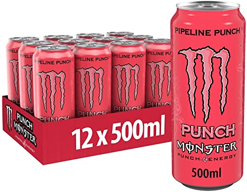 Monster Energy Pipeline Punch – Boisson énergisante caféinée au goût rafraîchissant de fruit de la passion, orange et goyave – dans des boîtes...
