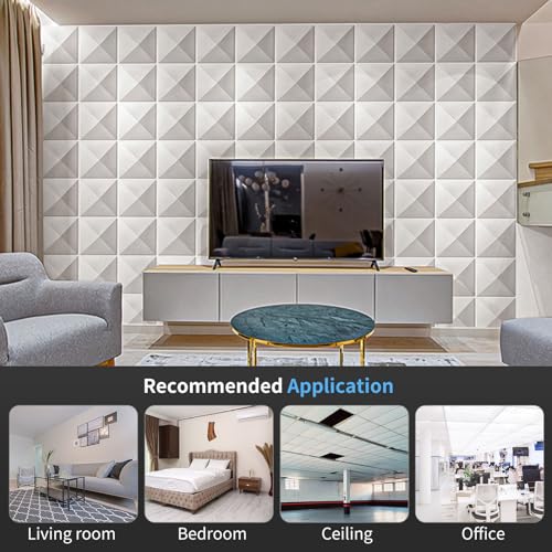 Image of Art3d Decorative 3D Wall Panel, 32 Sq.FT PVC Interior Wall Decor for Living Room, Bedroom, Lobby, Office, Shopping Mall, White