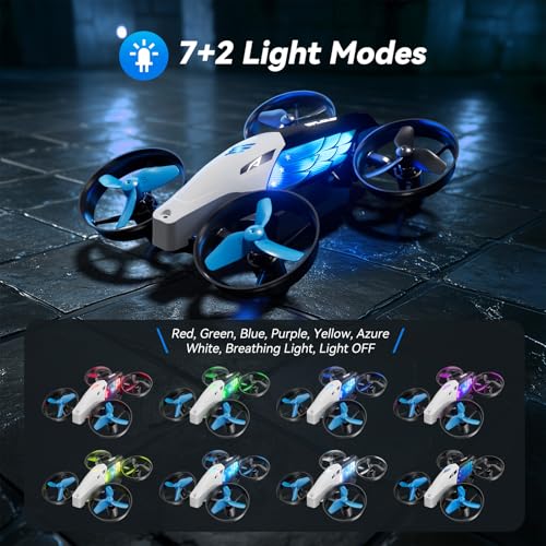 2-in-1 Drones for Kids 8-12 with 7+2 Light Modes,5 Flying Postures,Mini Drone for Age 14 Boys Small Micro Indoor Nano RC Remote Control Quadcopter with Land Mode,Auto rotation,Circle Fly,Altitude Hold - Image 3