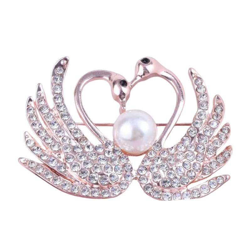 ftk Swan Crystal Bead Flower Pearl Rhinestone Encrusted Alloy Brooch Pin-picture-25