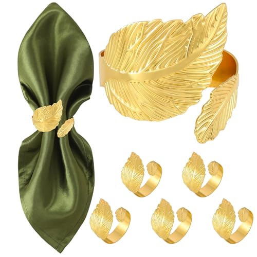 6 PCS Servilletero Dorado, Servilletero Oro, Anillos de Servilletas, Adecuado para Bodas, Banquetes, Aniversarios, Fiestas, Cumpleaños, Decoración de Mesas.