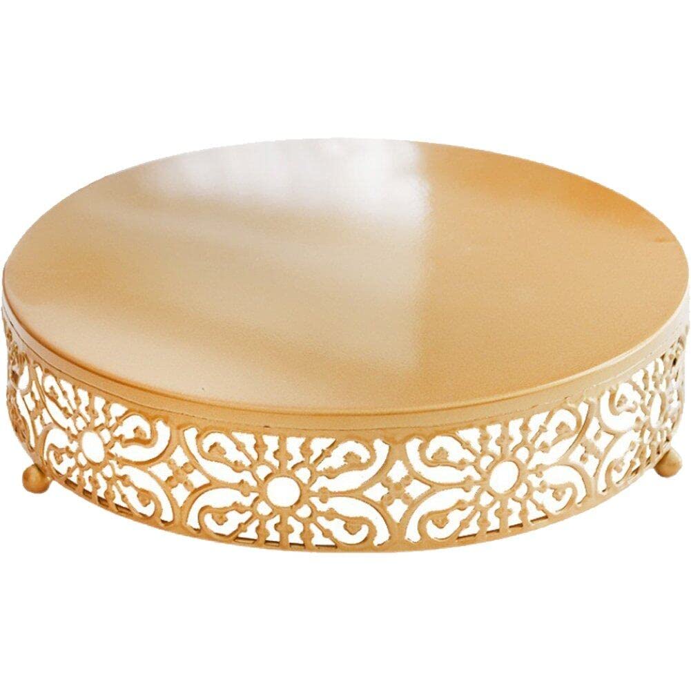 Danlai Gold 12 Inch Hollow Round Metal Cake Stand Holder Dessert Cheese Cupcake Pastry Display Plate Tray Serving Platter For Wedding