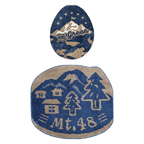 オカトー トイレマット フタカバー 2点セット Mt.48 U型 O型 兼用 & Green