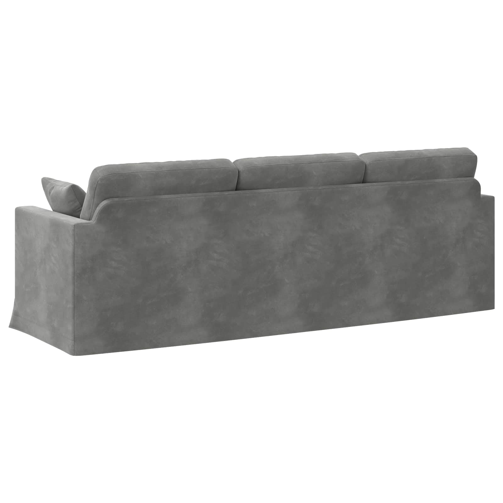 Sofá modular de terciopelo gris oscuro de 228 cm con estructura de metal y reposabrazos de madera, diseño ergonómico para salón y dormitorio