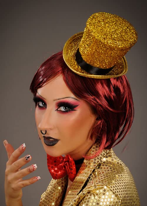 Struts Rocky Horror Columbia Style Gold Mini Top Hat, One Size