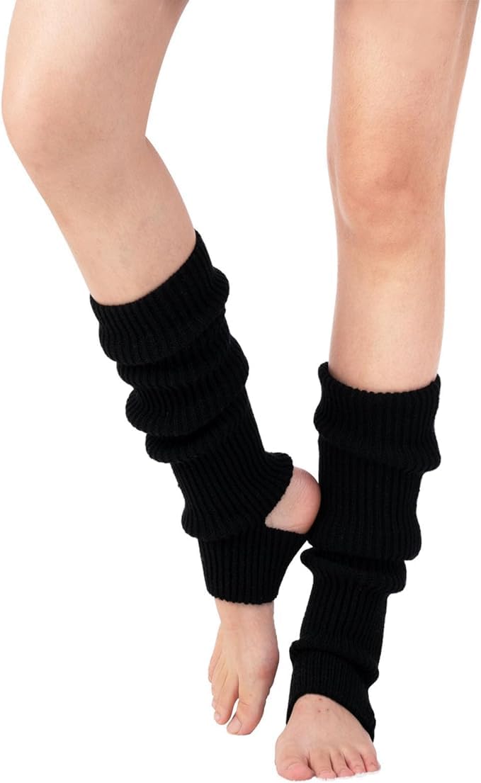 Fashion Yoga Socks for Women Girls Workout Socks Toeless Training Dance Leg Warmers Black