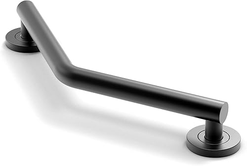 Miniatura 9 de Barra de agarre compatible con ADA, soporte de peso de 500 libras para seguridad en el baño (ángulo de 16 pulgadas, negro mate)
