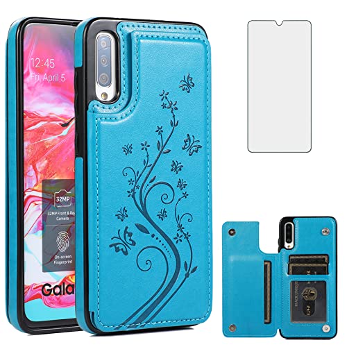 Étui pour Samsung A70 A70S en cuir avec protège-écran et porte-cartes