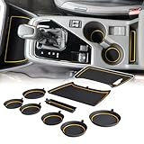 Auovo Cup Holder Inserts Liners Compatible with Subaru Crosstrek 2024 2025 Impreza Accessories Car Custom Silicone Cup Holder Mat Pad 8PCS (Yelow Trim)