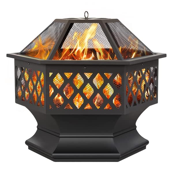 Brasero de jardin noir haut de gamme 23" au design épuré Abician