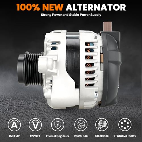 Image of High Output Alternator Compatible with Ford Escape 2013 2014 2015 2016 2017 2018 2019 1.5L 1.6L, 12V 150Amp CW 6-Groove Pulley, Replaces 104210-2330 CJ5T-10300-BB CJ5Z-10346-D