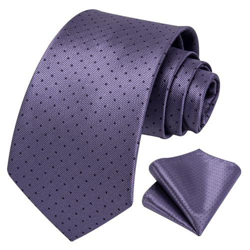 Image of HISDERN Ties for Men Plaid Checkered Tie with Pocket Square Woven Business Formal Necktie Handkerchief Set Wedding Party