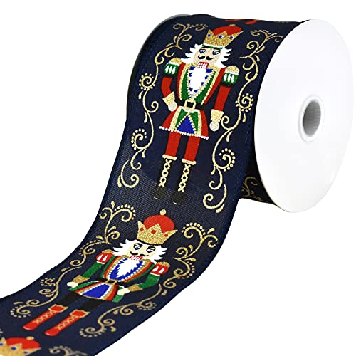 Homeford Christmas Nutcracker Filigree Elegance Wired Ribbon 2-1/2-inch 10-Yard Navy