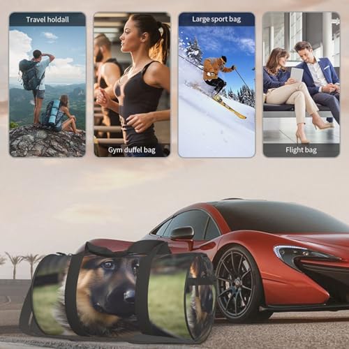 Travel Duffle Bag Weekender Bags For Men Women With Shoe Compartment Large Capacity Weekender Overnight Bag German Shepherd Puppy Carry On Tote Bags Sport Gym Bag For Travel Yoga 6