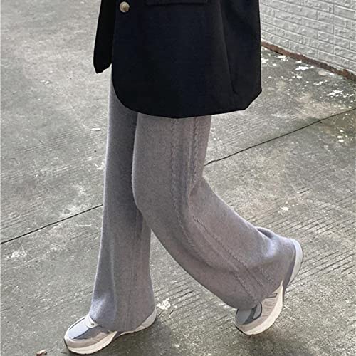 Pantalon large gris clair en maille pour vos journées cocooning