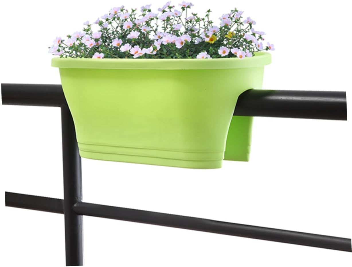 Deck Rail Planter Lightweight Durable Plastic Planter for Balcony Garden and Office Green Rail Planter for Easy Water Management and Sturdy Support