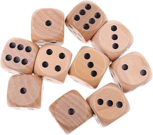 10Pcs 20mm Wooden D6 Dice, Board Games Round Corner 6 Sided Dice Creative Wooden Crafts Entertainment Toy for Adults Clever Fashion Standard Game Dice