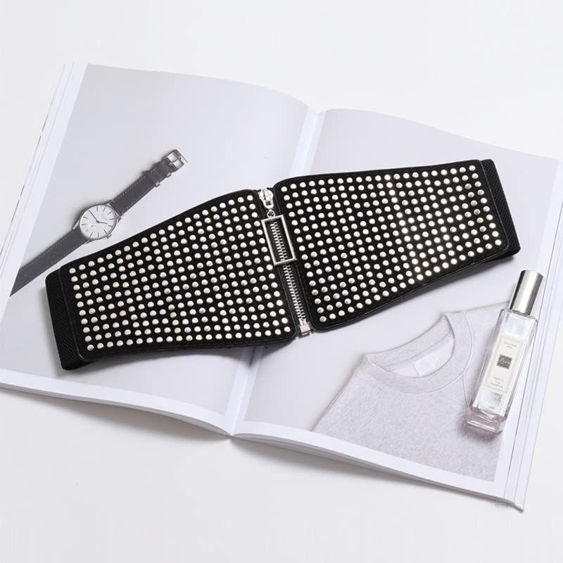 Wide Elastic Studded Belt Female Waist Goth Plus Size Stretch Ladies Long Belts for Women Corset Waistband3