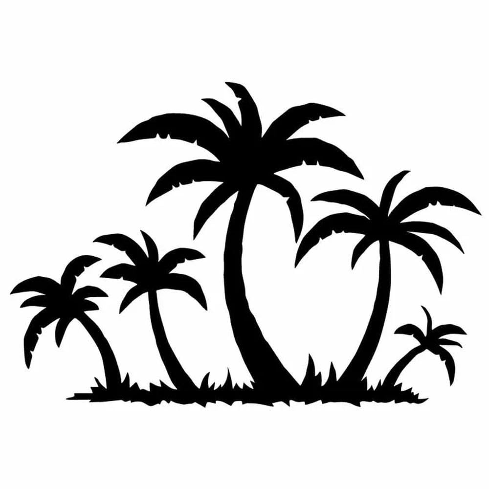 Palms Tropical Tree Fashion Whole Body Car Sticker Plant Waterproof Vinyl Decal(Black,16CM X 11CM)