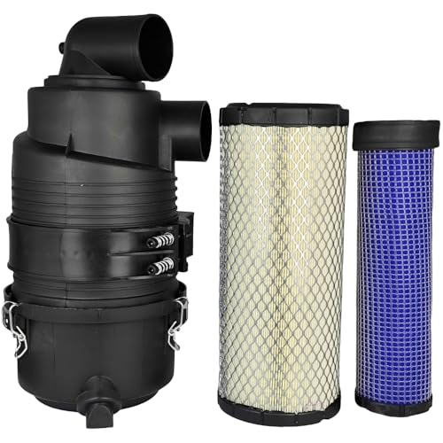 XYZIL Air Cleaner Housing & Filter Set G065433 6673892 Compatible with Bobcat Loader 974 975 Engine G065411 P822768 P822769 6666333 6666334 2.5 in Outlet Inlet Vacuator Valve Cover Primary Secondary