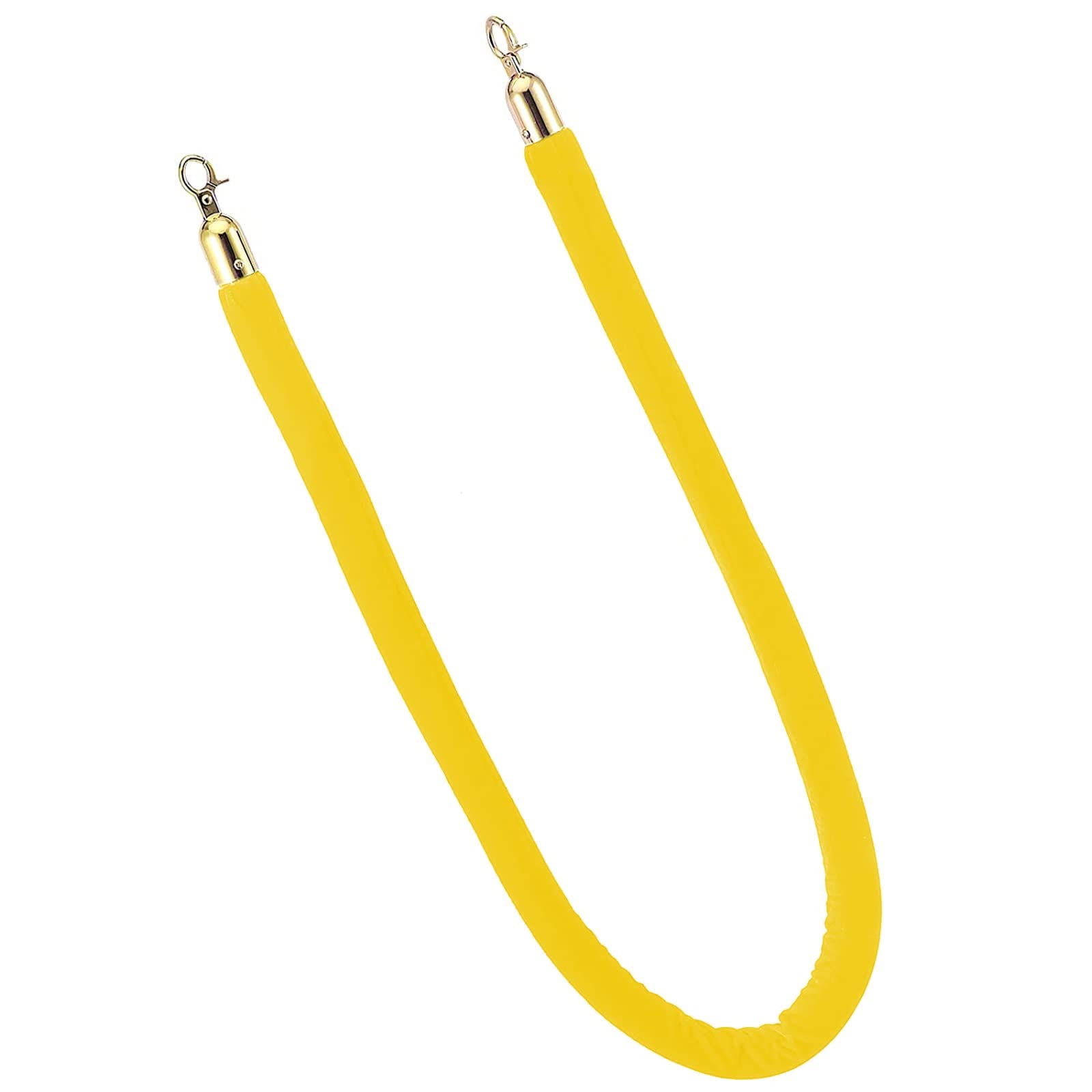 Aioneer Yellow Retractable Crowd Control Rope With Stainless Steel Hooks, 1.5M - Barrier For Restaurants & Hotels, Twisted Post Rope For Visitor Management-Yellow-0.6M/24Inch/2Ft