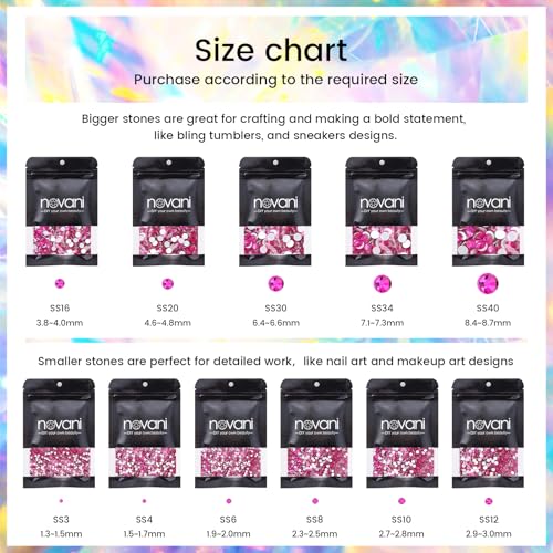 Image of Novani Rhinestones Flatback Rhinestones Glass Gems Stones Jewels Round Gemstones Non-Hotfix Crystal for Crafts,SS16,1440 Pieces,Peach