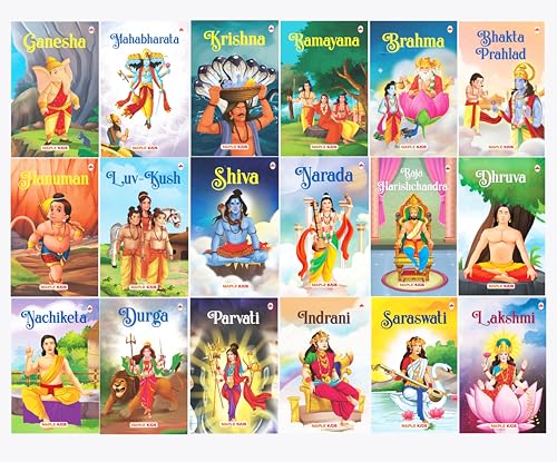 Image of Story Books for Kids (Set of 18 Books) (Illustrated) - Mythology Books for Children - Hinduism - Krishna, Ganesha, Ramayana, Mahabharata, Hanuman, ... Nachiketa, Dhruva, Narada, Harish Chandra