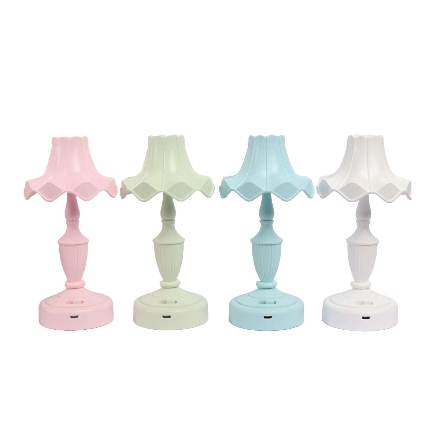 IZZHAAR Vintage Table Lamp, USB-Powered LED Night Light, Pink Scalloped Shade, Modern Design-picture-15