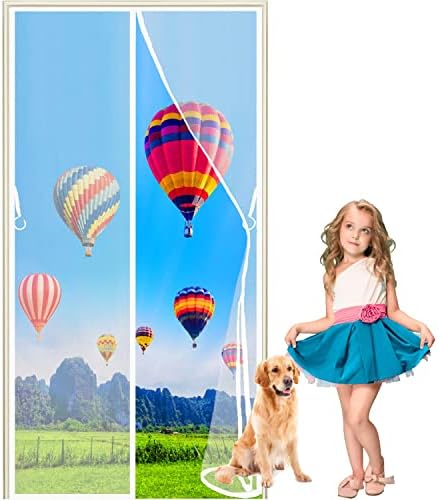 Magnetic Screen Door Heavy Duty and Magnets Sewn in 100% Guarantee Fits Door Openings UP to 37x79in Screen Size 36-Inch X 83-Inch Retractable Door Closes Like Magic -