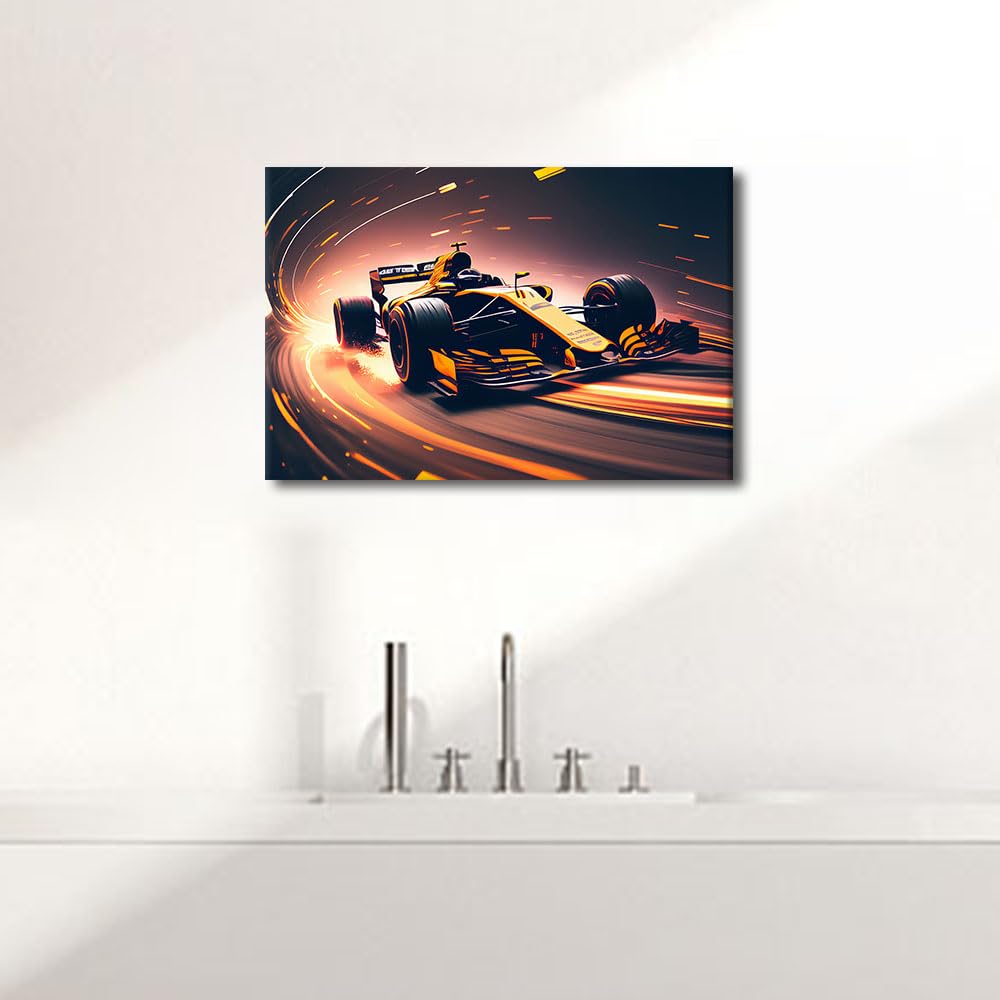 TISHIRON Race Car Stylized Wall Art Super Car Pictures for Wall Racing Car Cross Paintings Car Wall Paintings Artwork for Men Boys Bedroom Living Room Car Office Decor 24" Wx16 H - Image 3
