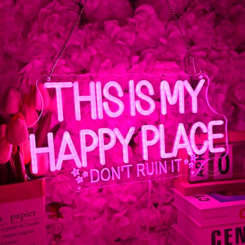 Image of Britrio This Is My Happy Place Neon Sign Light Kids Girl Bedroom Wall Decor