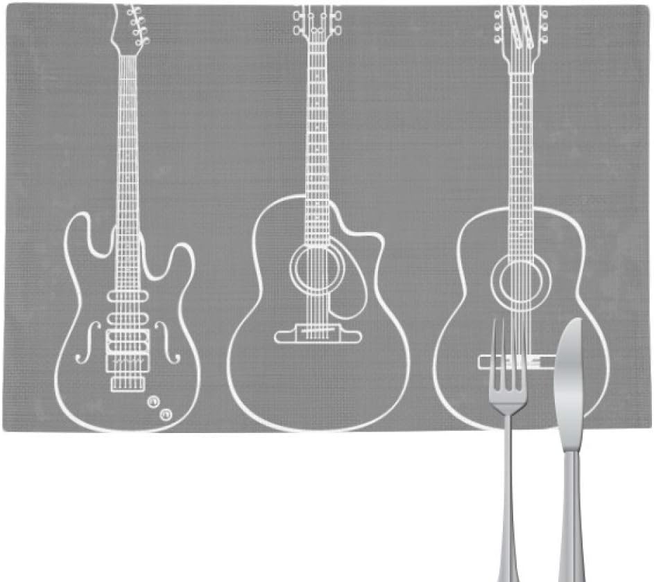Guitar Music Instruments combination Guitar Placemat Pad Kitchen Woven Heat Resistant Cushion Rectangle