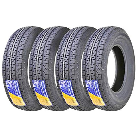 Grand Ride Set of 4 FREE COUNTRY ST205/75R15 Premium Trailer Tires 205 75 15 8-Ply Load Range D w/Scuff Guard 8mm Tread Depth Cover